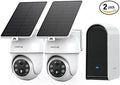 Security Cameras Wireless Outdoor Home System, 2 Camera Kit, No Subscription Fees, Solar Powered, Local Storage, 365-Day Battery Life, 360°PTZ Surveillance, Auto Tracking, 2K Color Night Vision