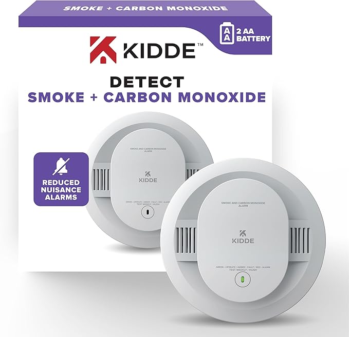 Smoke and Carbon Monoxide Detector, AA Battery Powered, with Voice Alerts, LED Status Lights, 85 dB Alarm, 5 inches, 30CUDR-V