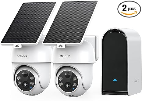 Security Cameras Wireless Outdoor Home System, 2 Camera Kit, No Subscription Fees, Solar Powered, Local Storage, 365-Day Battery Life, 360°PTZ Surveillance, Auto Tracking, 2K Color Night Vision