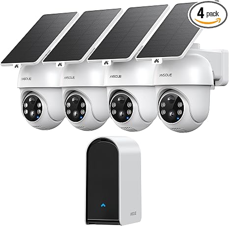 Security Cameras Wireless Outdoor Home System, 2 Camera Kit, No Subscription Fees, Solar Powered, Local Storage, 365-Day Battery Life, 360°PTZ Surveillance, Auto Tracking, 2K Color Night Vision