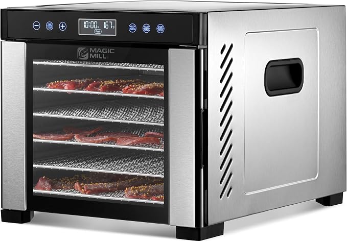 Pro Food Dehydrator Machine | Powerful 600W Rear Fan Even-Drying System | 7 Full-Size Stainless Steel Trays | 95°-176° Temperature Control, 48H Timer, Keep Warm + Auto Shutoff | ETL Listed