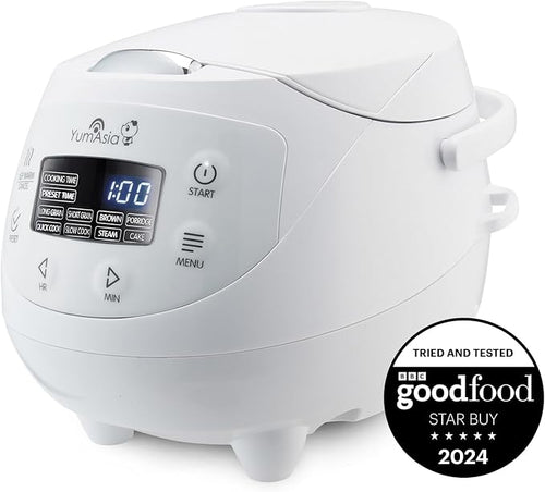 Panda Mini Rice Cooker With Ninja Ceramic Bowl and Advanced Fuzzy Logic (3.5 cup, 0.63 litre) 4 Rice Cooking Functions, 4 Multicooker functions, Digital LED display - 120V