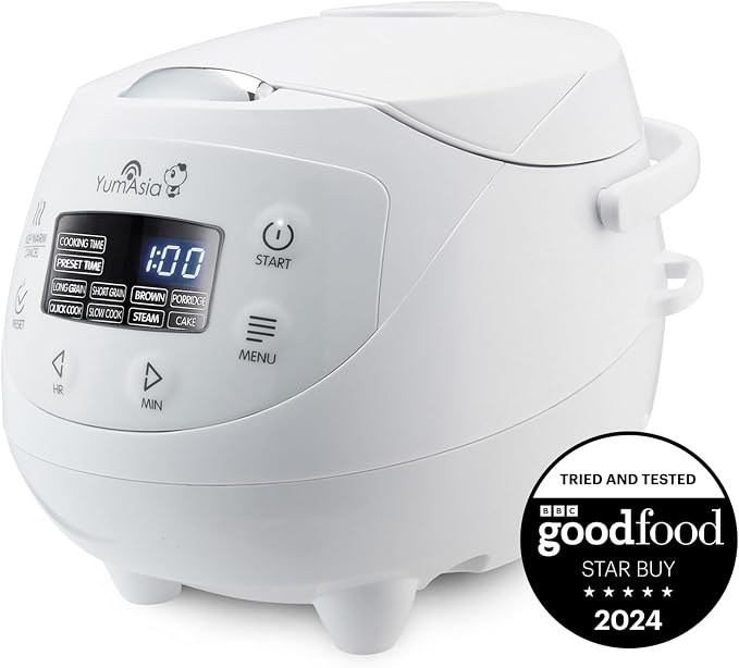 Panda Mini Rice Cooker With Ninja Ceramic Bowl and Advanced Fuzzy Logic (3.5 cup, 0.63 litre) 4 Rice Cooking Functions, 4 Multicooker functions, Digital LED display - 120V