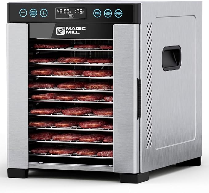 Pro Food Dehydrator Machine | Powerful 600W Rear Fan Even-Drying System | 7 Full-Size Stainless Steel Trays | 95°-176° Temperature Control, 48H Timer, Keep Warm + Auto Shutoff | ETL Listed