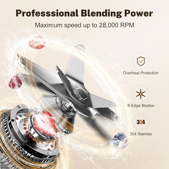 1800W Blender for Smoothies, Countertop Blenders for Kitchen with 70 Oz BPA-Free Pitcher and 20 oz To-Go Cup, 28000 RPM High-Speed Motor Blender for Ice Crushing, Frozen Drinks, Milkshakes (BlackRed)