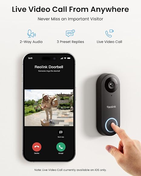 Video Doorbell WiFi 2K Wired Camera, 4:3 Wide View Outdoor Camera | No Subscription Local Storage, AI Detection, 5G&2.4G WiFi, Two-Way Talk, Front Door Home Security, Customized Reolink Chime