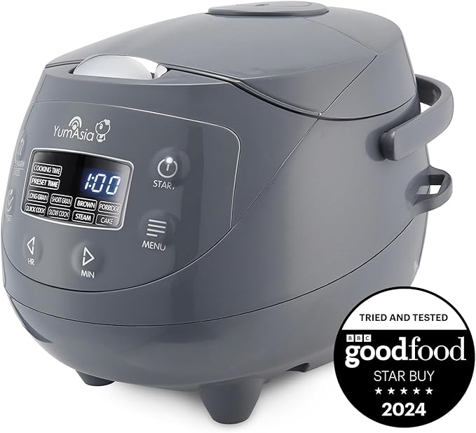 Panda Mini Rice Cooker With Ninja Ceramic Bowl and Advanced Fuzzy Logic (3.5 cup, 0.63 litre) 4 Rice Cooking Functions, 4 Multicooker functions, Digital LED display - 120V