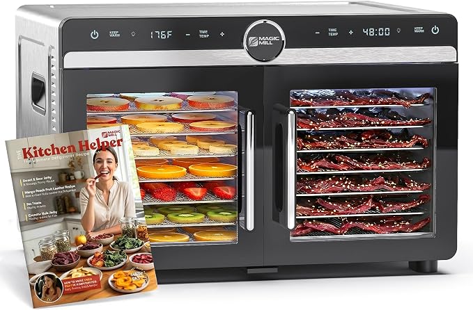 Pro Food Dehydrator Machine | Powerful 600W Rear Fan Even-Drying System | 7 Full-Size Stainless Steel Trays | 95°-176° Temperature Control, 48H Timer, Keep Warm + Auto Shutoff | ETL Listed