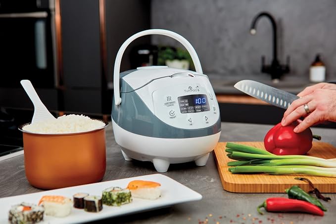 Panda Mini Rice Cooker With Ninja Ceramic Bowl and Advanced Fuzzy Logic (3.5 cup, 0.63 litre) 4 Rice Cooking Functions, 4 Multicooker functions, Digital LED display - 120V