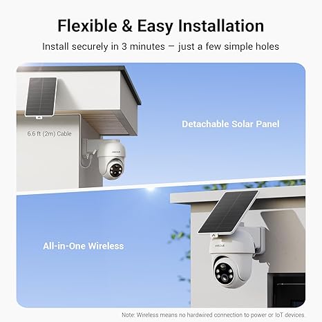 Security Cameras Wireless Outdoor Home System, 2 Camera Kit, No Subscription Fees, Solar Powered, Local Storage, 365-Day Battery Life, 360°PTZ Surveillance, Auto Tracking, 2K Color Night Vision