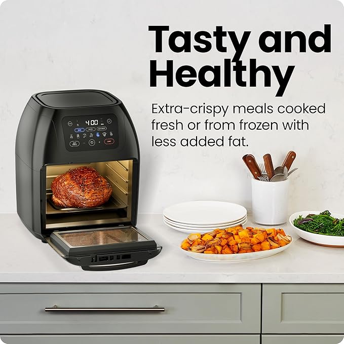 Chefman 12-Quart 5-in-1 Air Fryer Oven with Digital Timer, Touchscreen, and 12 Presets - Family Size Countertop Convection Oven, Dishwasher-Safe Parts