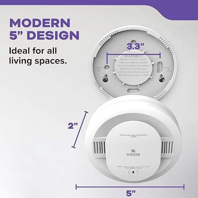 Smoke and Carbon Monoxide Detector, AA Battery Powered, with Voice Alerts, LED Status Lights, 85 dB Alarm, 5 inches, 30CUDR-V